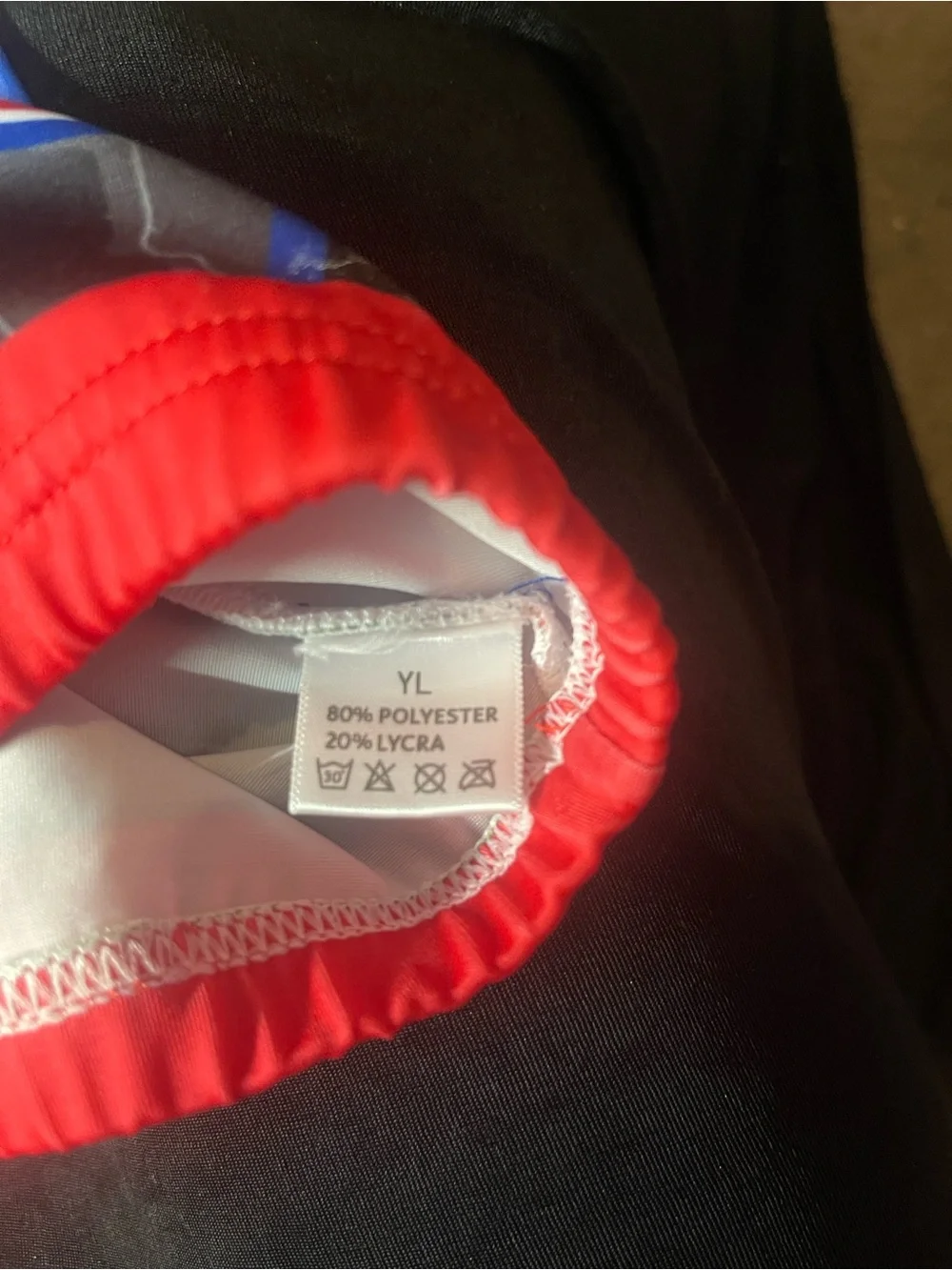 Red and White Swim Bottoms with Elastic Waist